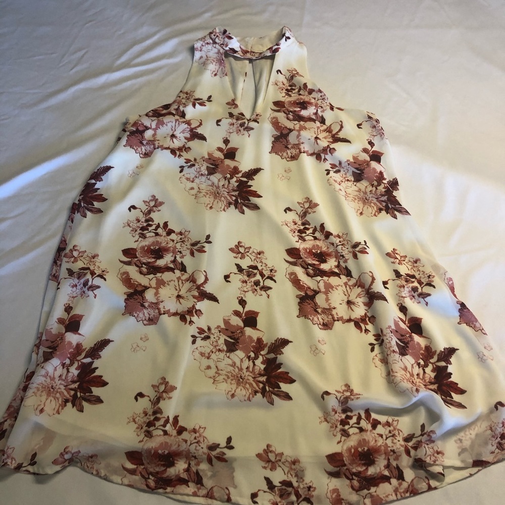 red and white floral dress
